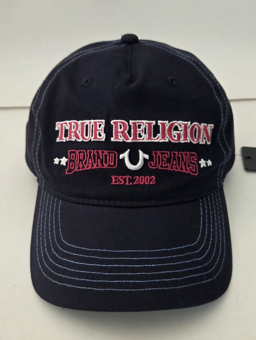 True Religion Blue Embroidered Brand Jeans Logo Adjustable Baseball Cap One Size